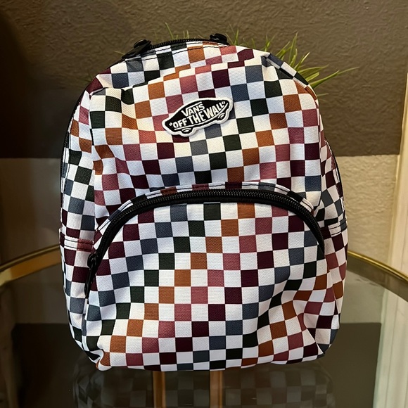 Vans Handbags - Vans mini colorful checkered backpack. NWT mauve/burnt orange/dark teal/maroon